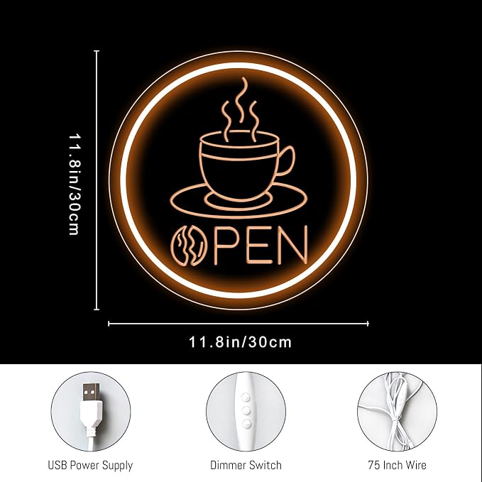 Coffee Open Neon Sign Business Open Lights - Image 2