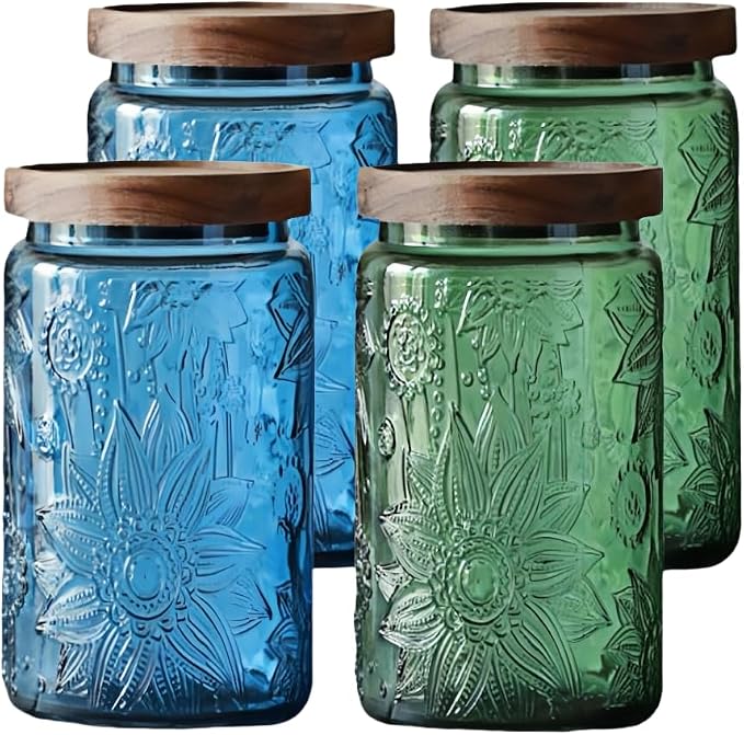 ANSQU Set of 4 Vintage Glass Mason Jars by ANSQU