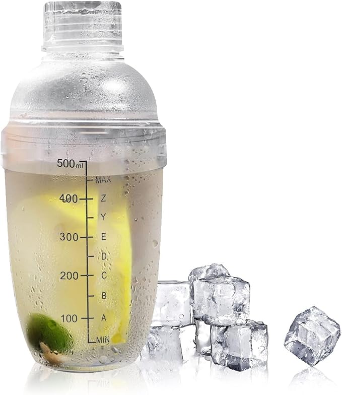 530ml Cocktail Shaker, Food Grade Plastic Highly Transparent Drink Shaker Cup by ExploreFromOrfaty