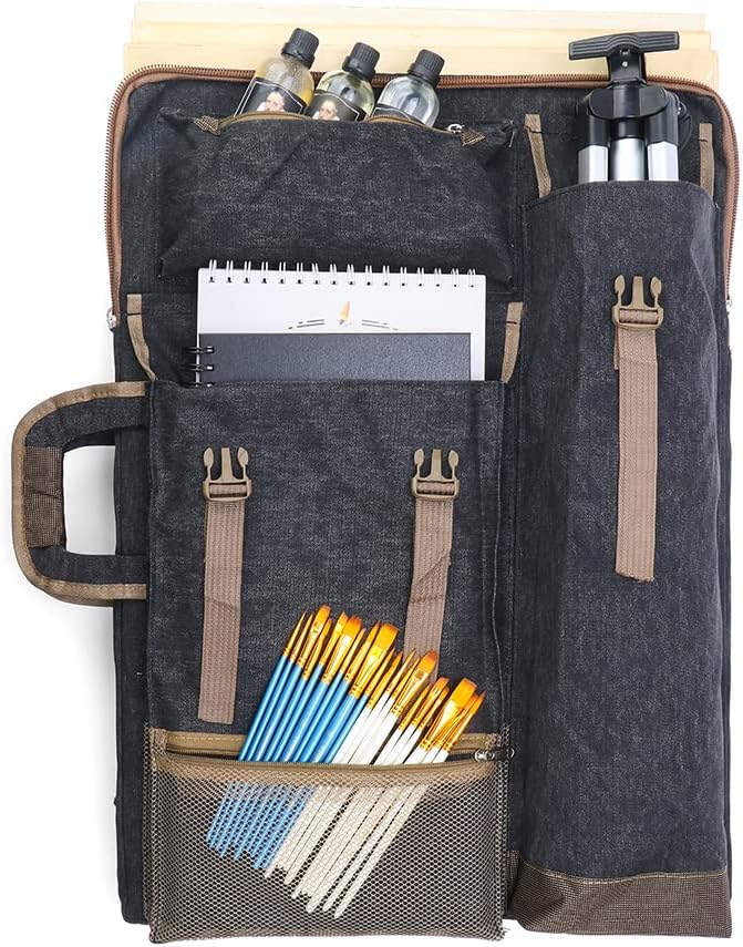 TRANSON Art Portfolio Case Artist Backpack Canvas Bag Large 26” x 19.5” - Image 3
