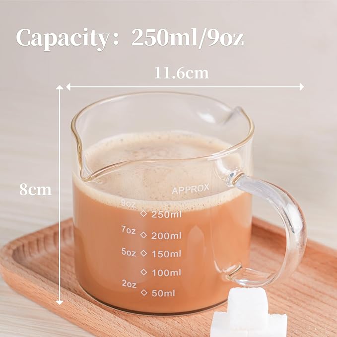 1 Pack 250ML/8.5OZ Measuring Cup Espresso Shot Glasses Double Spouts Large - Image 3