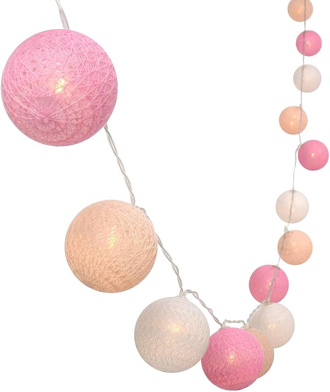 Gardeningwill 3M/10Ft 30 Pink White Ball LED Xmas Wedding Battery Operated by Gardeningwill