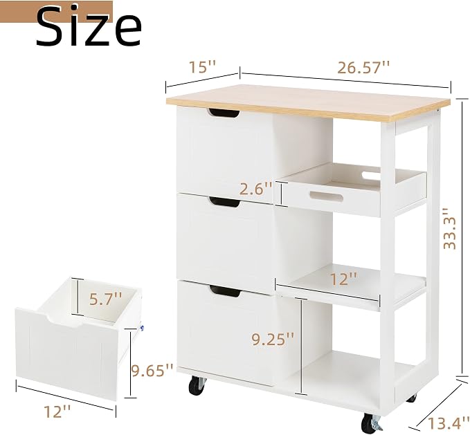 Shintenchi Kitchen Island Cart - Image 5
