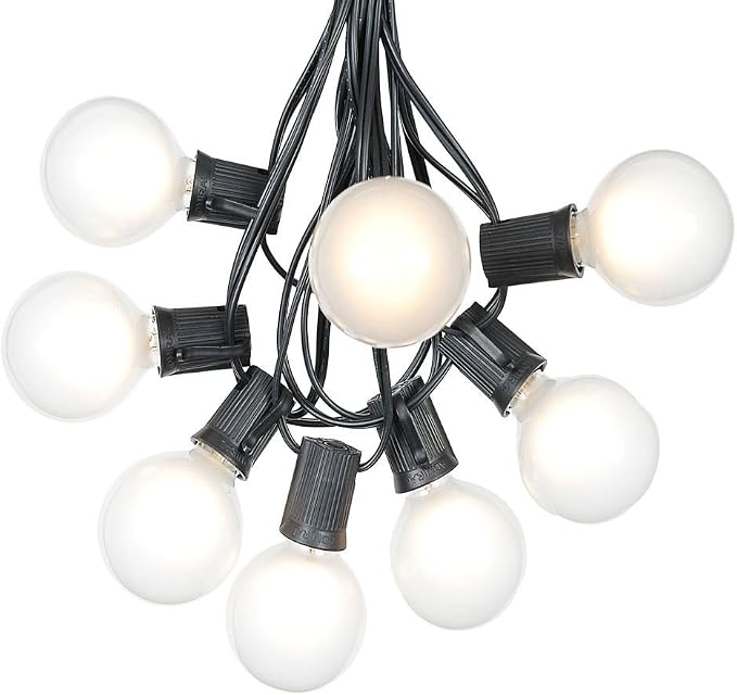 G50 Patio String Lights with 25 Frosted Globe Bulbs – Outdoor String Lights – by NoveltyLights-LightExperts