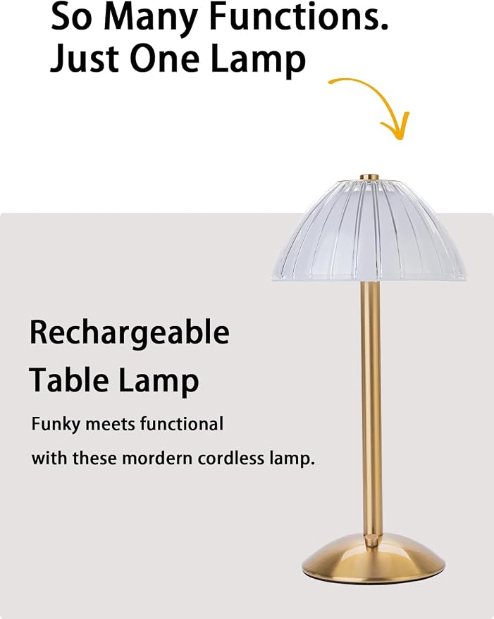HEQET Cordless Table Lamps for Home, Dining Room, USB Charge 12'' Tall LED - Image 9