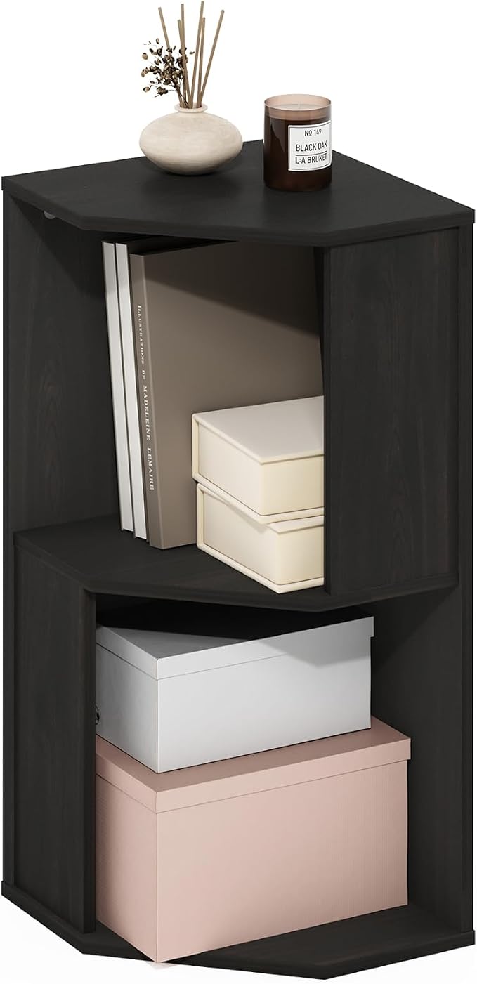 Furinno ECON Corner Shelf, 2-Tier Corner Book Shelf, Standing Storage Shelves - Image 3