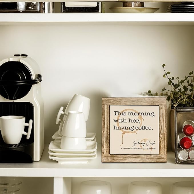 This Morning With Her Having Coffee Wooden Box Sign, Coffee Stains Decor Sign - Image 5