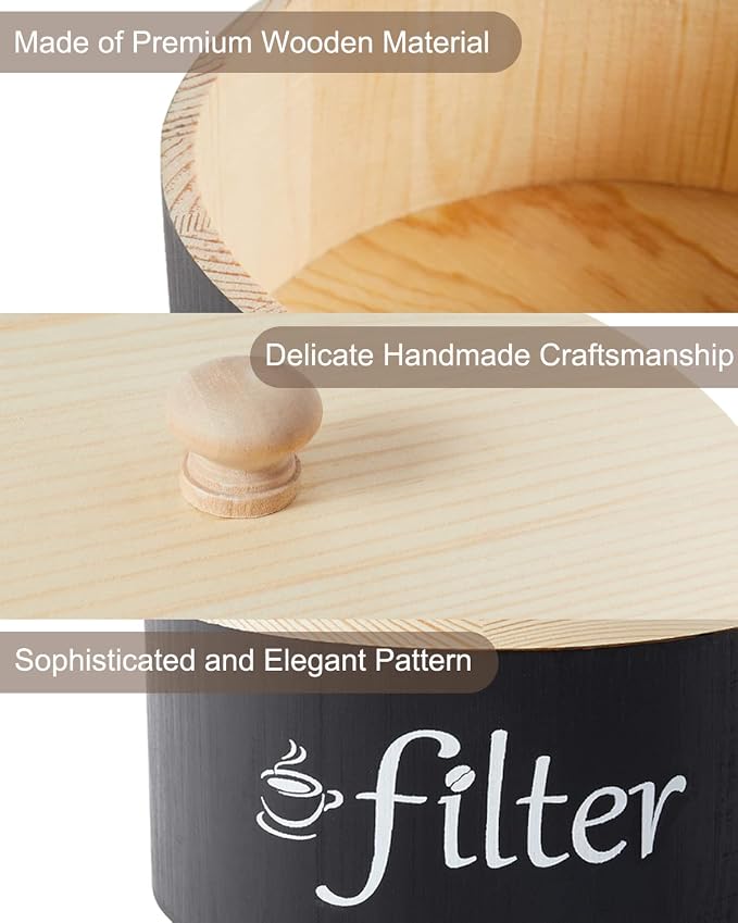 Coffee Filter Holder, Wood Coffee Filters Storage Container - Image 3