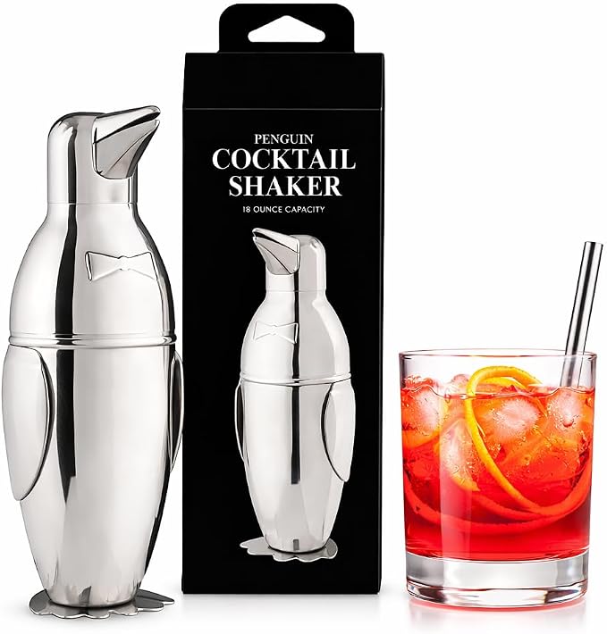 HIC Kitchen Bar Penguin Cocktail Shaker, 18/8 Stainless Steel, Mirror Finish by HIC