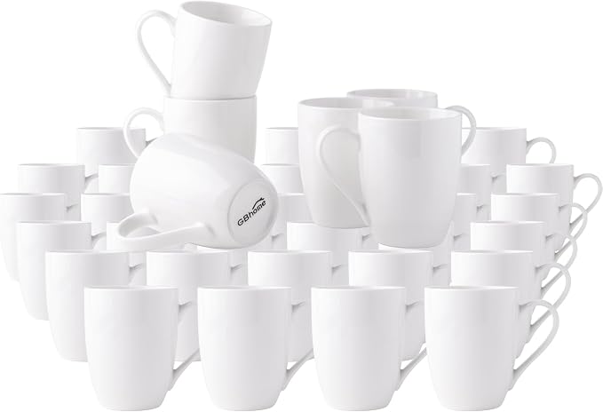 GBhome 12 OZ Off White Coffee Mugs, Ceramic Coffee Cups Set by GBhome