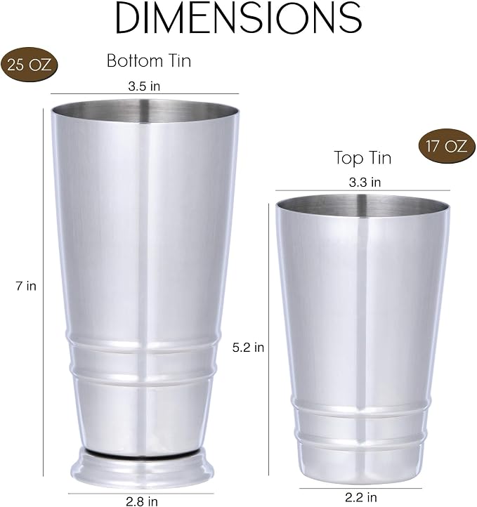Premium 4-Piece Boston Cocktail Shaker Set w/Hawthorne Strainer & Japanese - Image 4