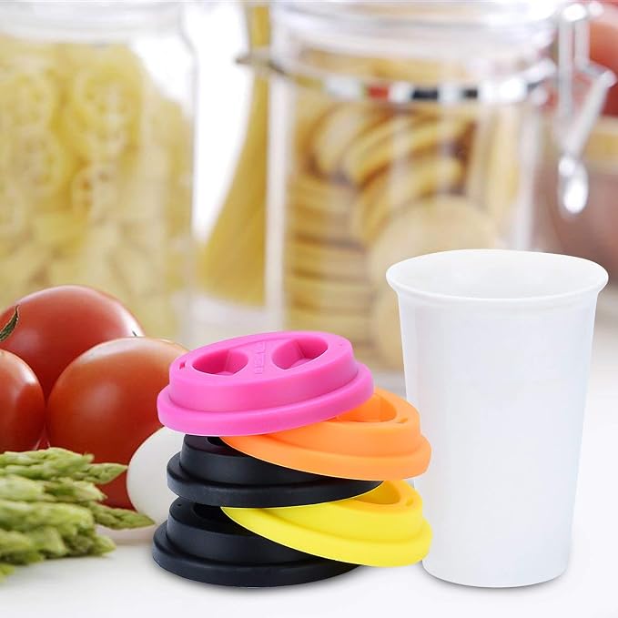 Coffee Mug Lids, KSENDALO Thicker Eco Reusable Silicone Travel Mug Lids - Image 2