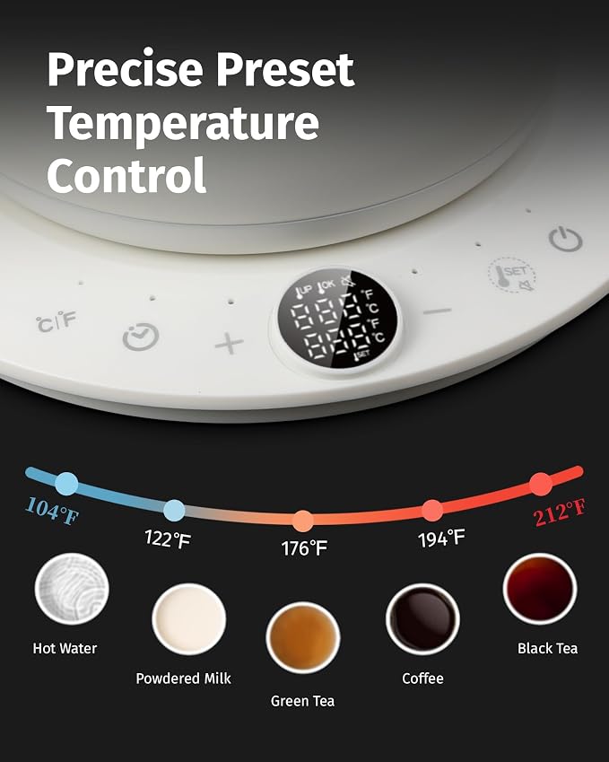 INFOOD 0.8L Gooseneck Electric Kettle, Precise Temperature Control - Image 4