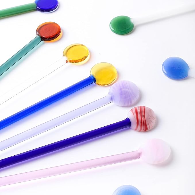 5 Pieces Glass Swizzle Sticks Cocktail Stirrers Mixing Spoon Coffee Tea - Image 3