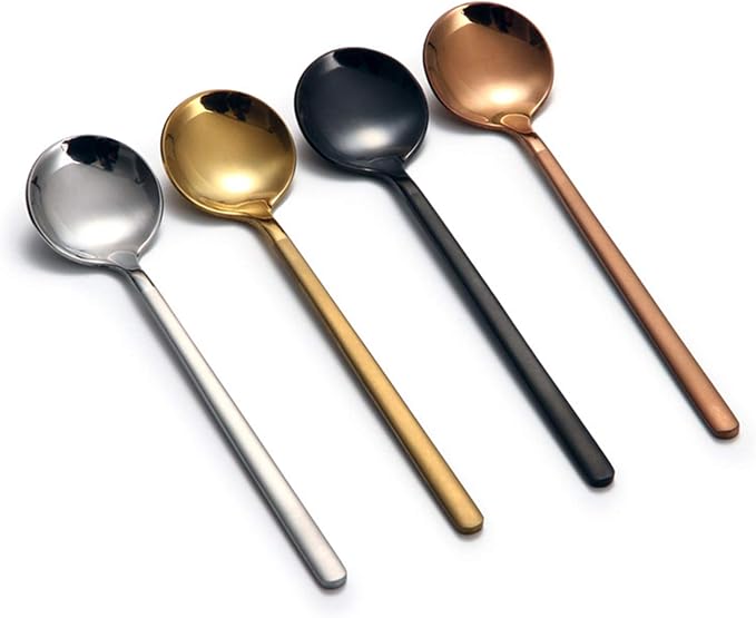 8 Pcs Coffee Spoons Teaspoons 5.3-Inch Matte Frosted Handle Stainless Steel by LINWIN