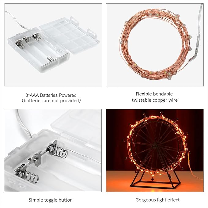 Ariceleo Mini Halloween Fairy Lights Battery Operate, 1 Pack Copper Wire Night - Image 2