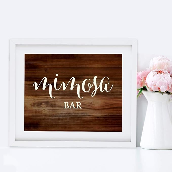 Andaz Press Wedding Party Signs, Rustic Wood Print, 8.5x11-inch, Mimosa Bar Sign - Image 4