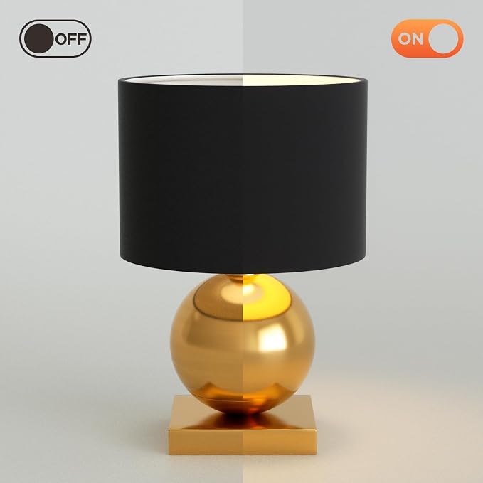Gold Ball Modern Table Lamp, Mid Century Bedside Lamp Nightstand Light - Image 5