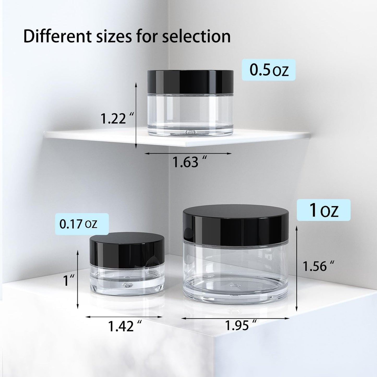 Travel Size Containers for Toiletries, 3 Size 0.17/0.5/1 OZ Small Cosmetic Jars for Makeup Face Creams Moisturizer Lotion, with 2 Pieces Mini Spatulas for Gift (6 Pieces)