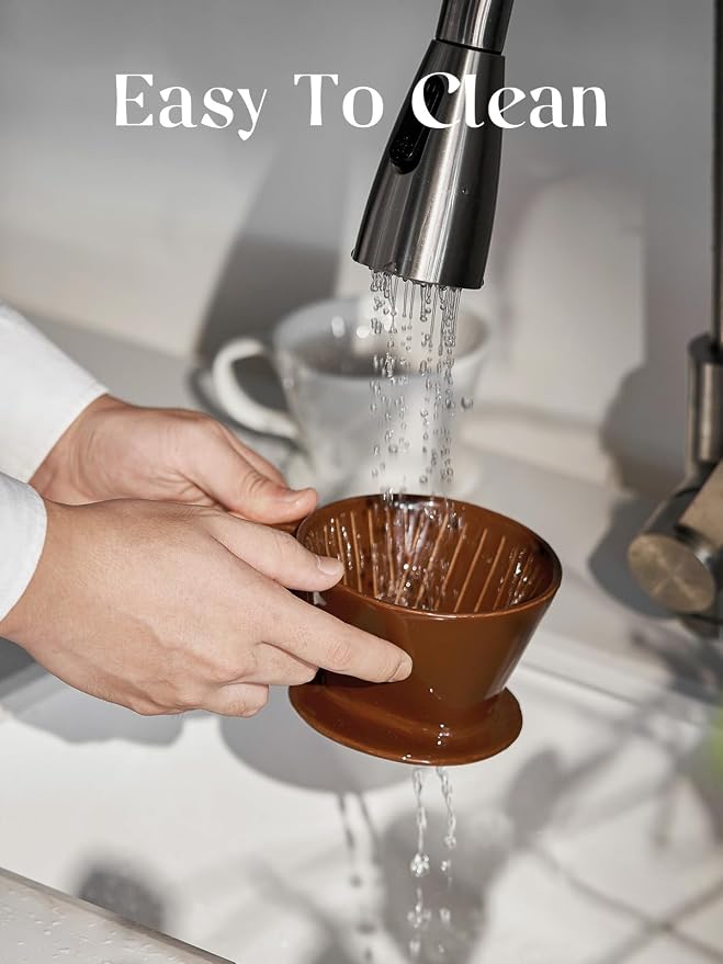 DOWAN Pour Over Coffee Dripper, Non Electric Pour Over Coffee Maker, Porcelain - Image 5