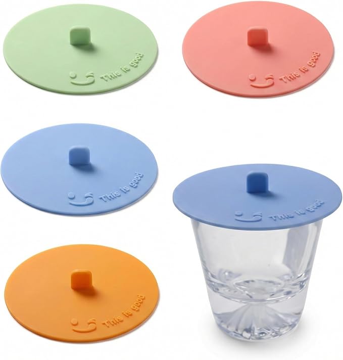 Silicone Cup Covers for Drinks, Cute Reusable Silicone Lids for Cups, Universal by Unknown