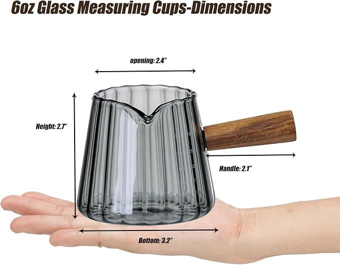 FANTESTICRYAN 6OZ Measuring Cup, Ribbed Borosilicate Glass Espresso Cup - Image 2