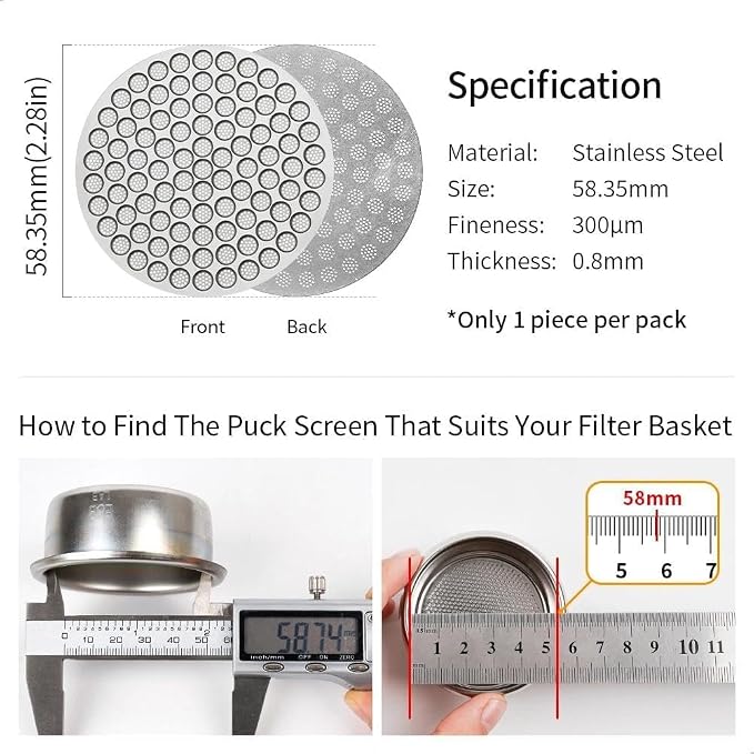 watchget 58.35mm Espresso Puck Screen Reusable Mesh Coffee Filter 0.8mm - Image 2