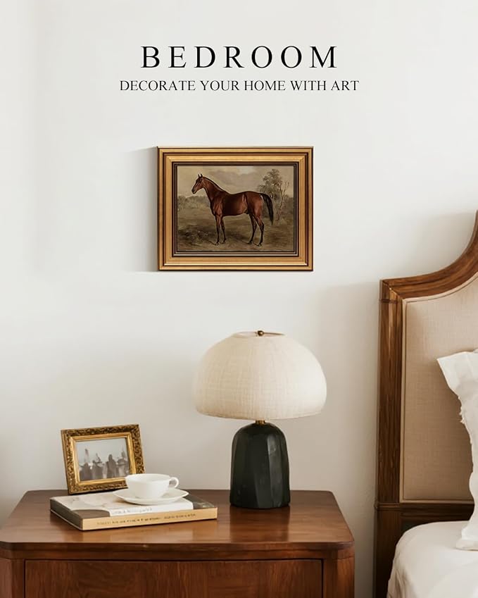 VIYYIEA Gold Framed Canvas Art Prints, Country Horse Art Painting, Vintage - Image 5
