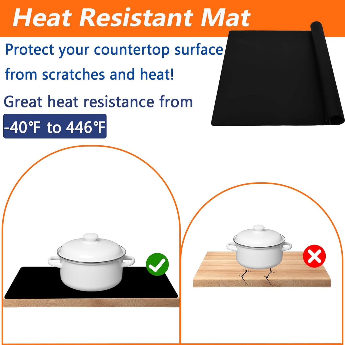 2Pack Large Silicone Mats for Kitchen Counter, 48''x24''(120cmx60cm) Heat Resistant Mat for Kitchen Island, Waterproof Multipurpose Countertop Protector, Light Gray