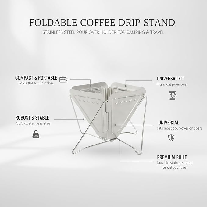 Foldable Coffee Drip Stand, Stainless Steel Pour Over Holder - Image 4