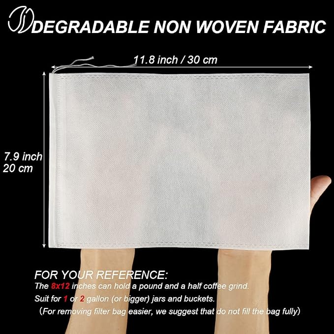 50pcs No Mess Large Cold Brew Bags, 8x12 inch Disposable Coffee Filter Bag Fine - Image 2
