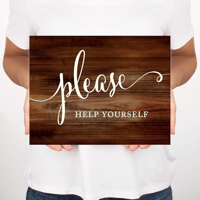 Andaz Press Wedding Party Signs, Rustic Wood Print, 8.5x11-inch, Please Help - Image 3