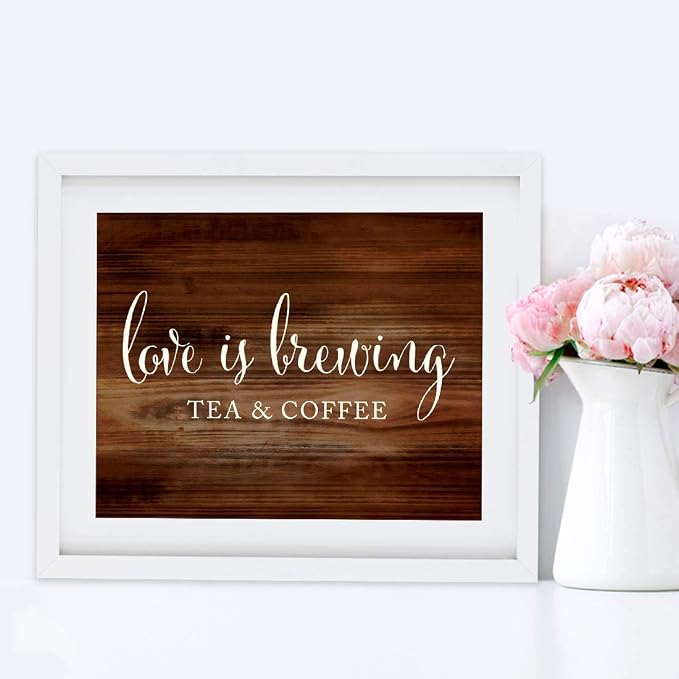 Andaz Press Wedding Party Signs, Rustic Wood Print, 8.5x11-inch, Tea & Coffee - Image 5