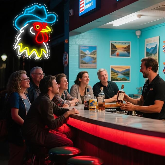 Cowboy Neon Sign, Rooster Dimmable LED Light Signs - Image 8