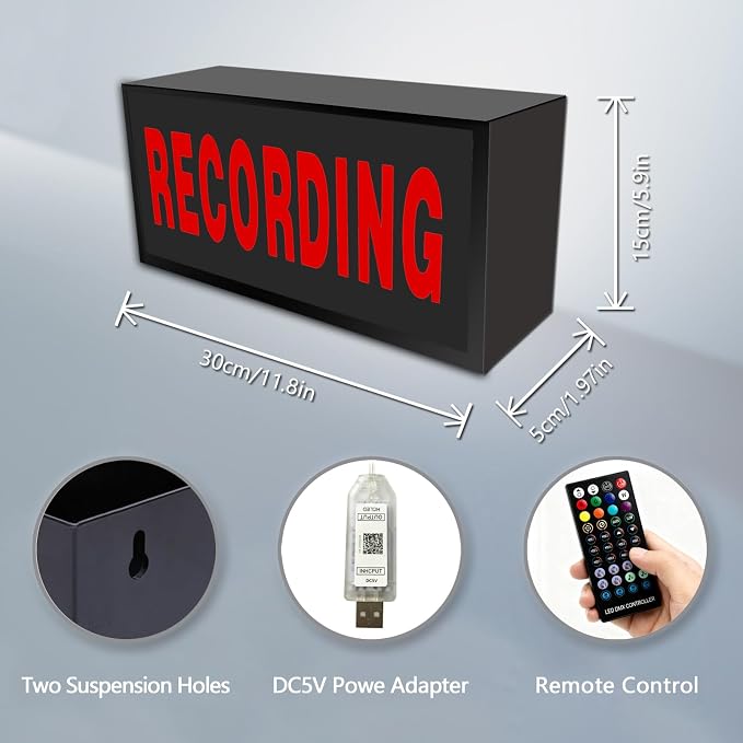 RECORDING Sign Desk Lamp LED Neon Lightbox Wall Decorative Lights - Image 3