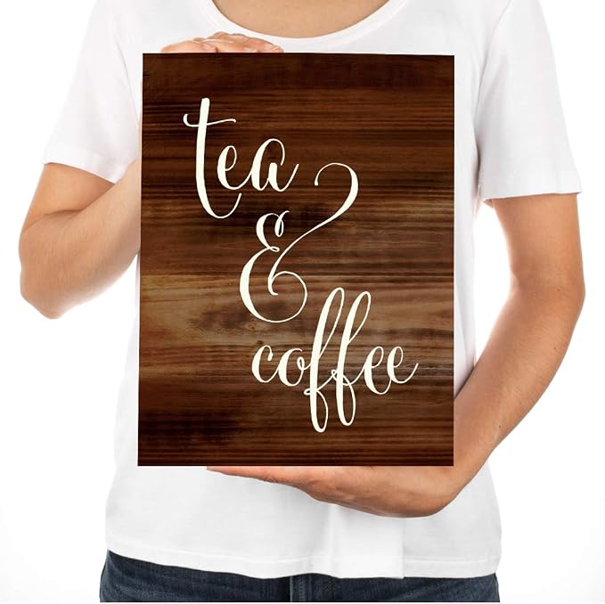 Andaz Press Wedding Party Signs, Rustic Wood Print, 8.5x11-inch, Tea & Coffee - Image 3