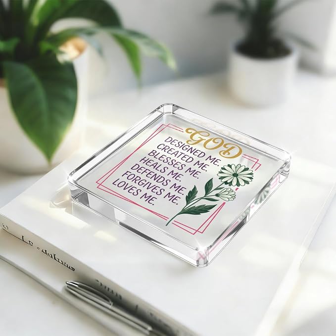 Christian Gifts for Women Desk Decor, Inspirational Religious Decor Acrylic Sign - Image 3