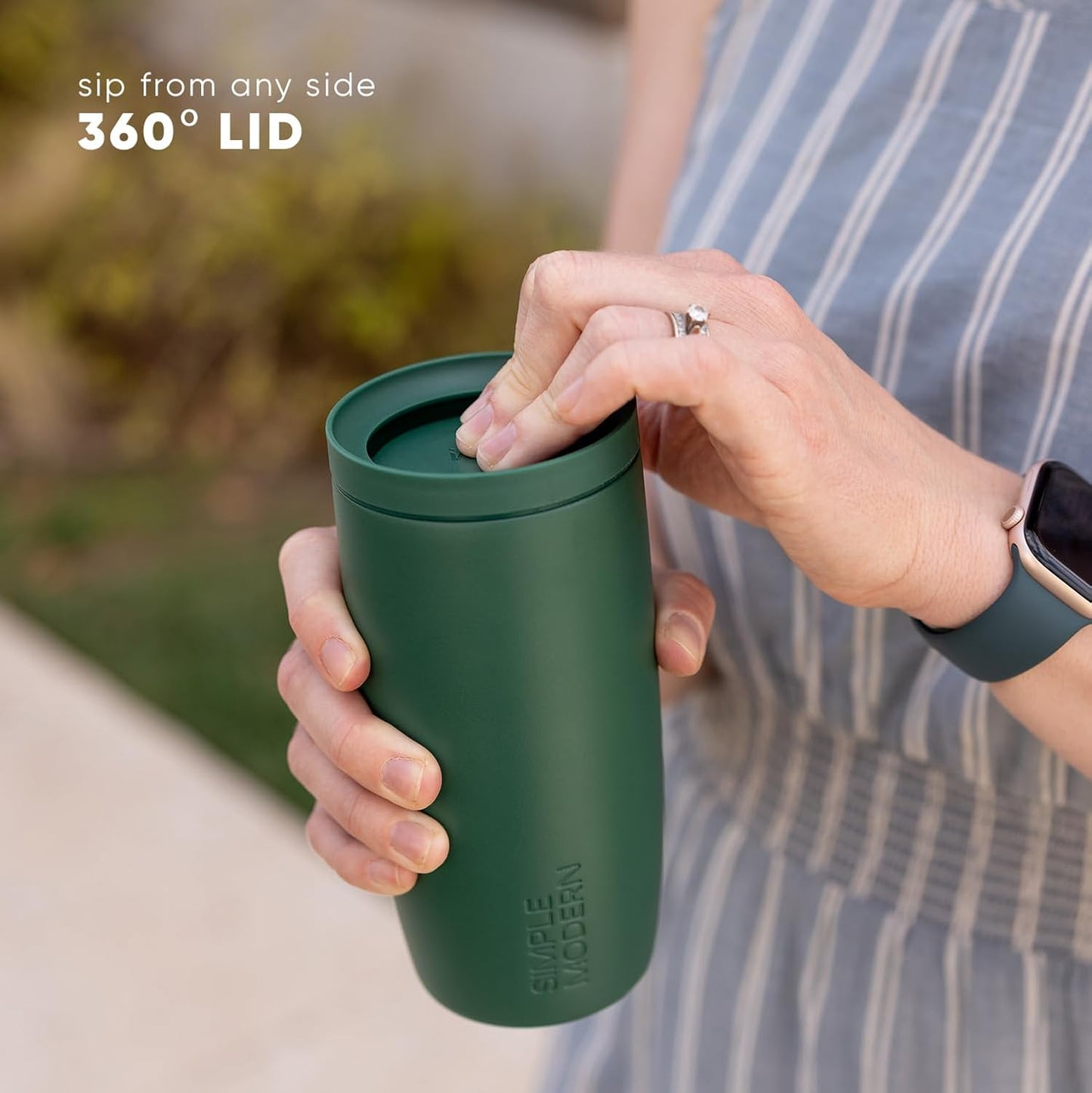 Simple Modern Travel Coffee Mug Tumbler with 360° Lid | Ceramic-Lined Insulated Stainless Steel Cold Brew Iced Coffee Cup Thermos | Gifts for Women Men Her Him | Voyager Signature | 12oz | Blue Dune