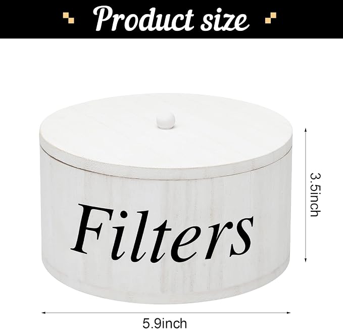 Chunful Coffee Filter Container Wooden Coffee Filter Storage Holder - Image 7