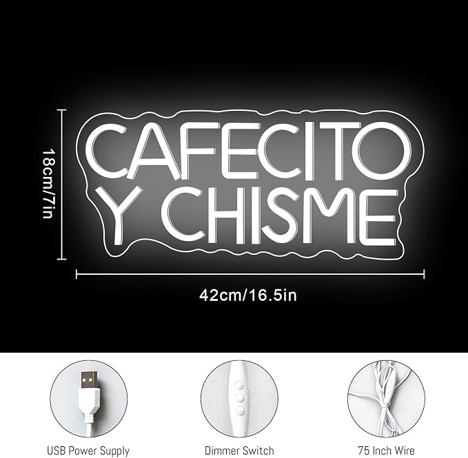 Cafecito Y Chisme Neon Sign Dimmable Cafecito Y Chisme Neon Light Gifts - Image 3