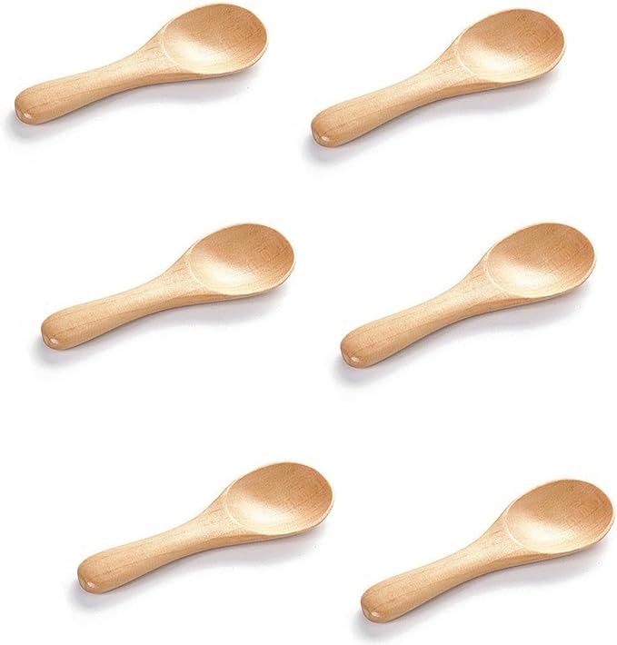 Asanta 6 PCS Small Wooden Spoons, 3.9 Inch Tiny Spoons by Asanta