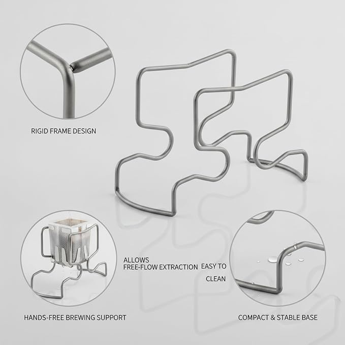 Titanium Drip Coffee Bag Holder, Rigid Stand - Image 6
