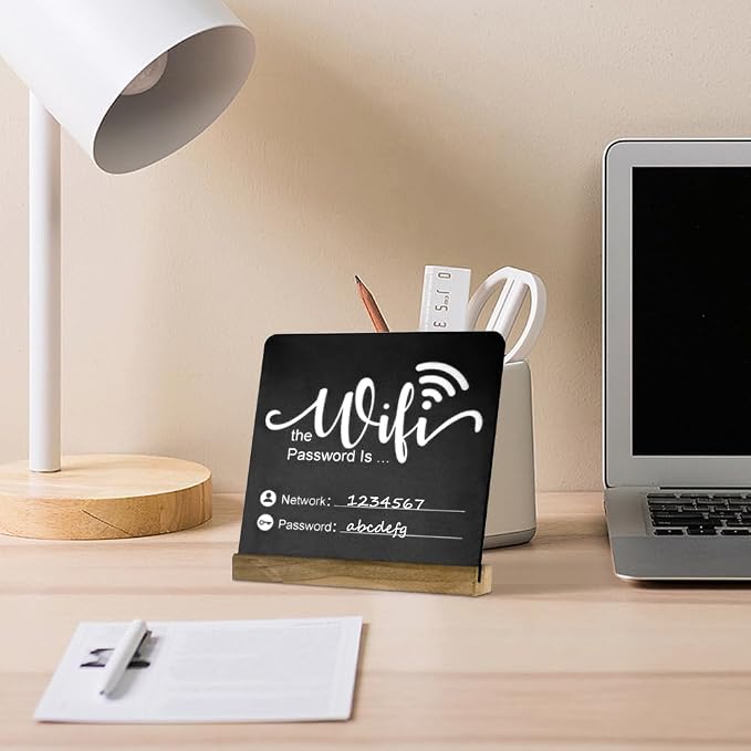WiFi Password Sign Wooden WiFi Sign Wireless Network Sign Table Chalkboard - Image 5
