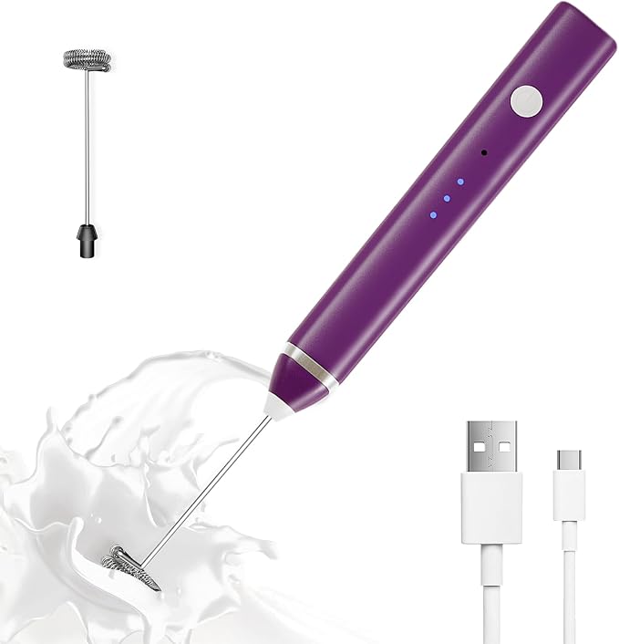 Milk Frother Rechargeable Handheld Electric Whisk Coffee Frother Mixer by Laposso