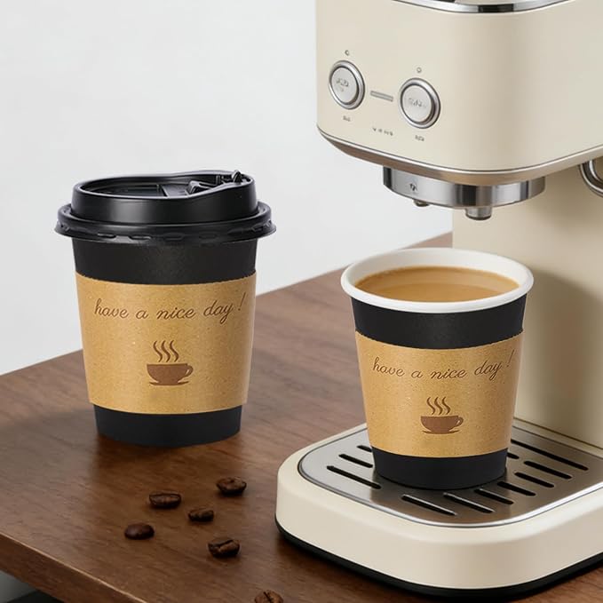 Lamosi 10 oz Coffee Cups with Lids 100 Pack, Disposable Coffee Cup with Stir - Image 7