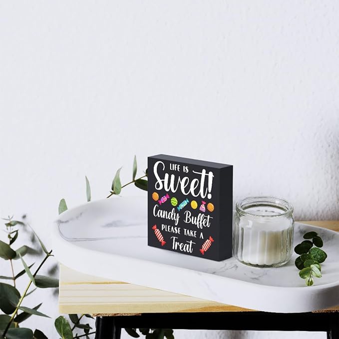 Funny Christmas Candy Buffet Wooden Box Sign Plaque Life is Sweet Candy Buffet - Image 6