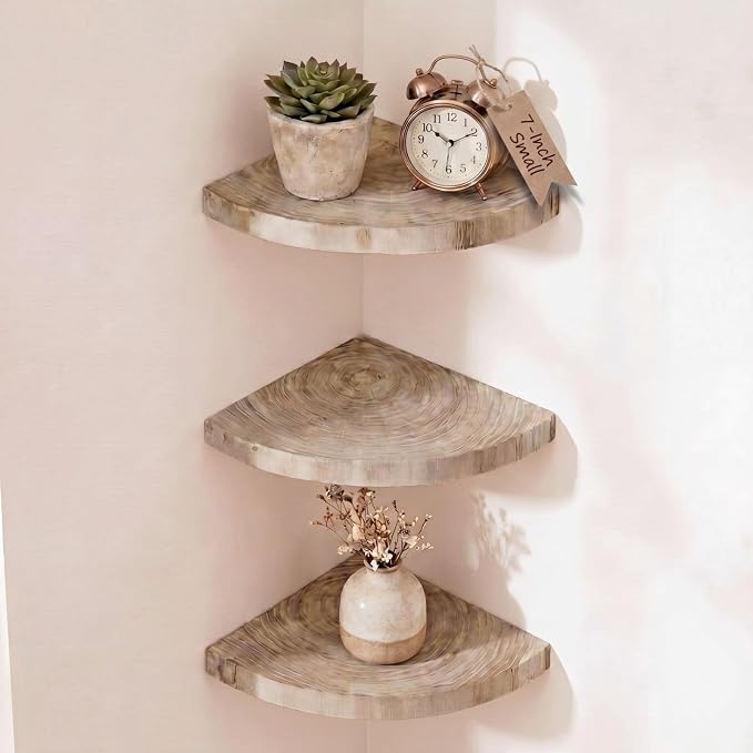 3 Pcs Small Corner Floating Shelves by Unknown