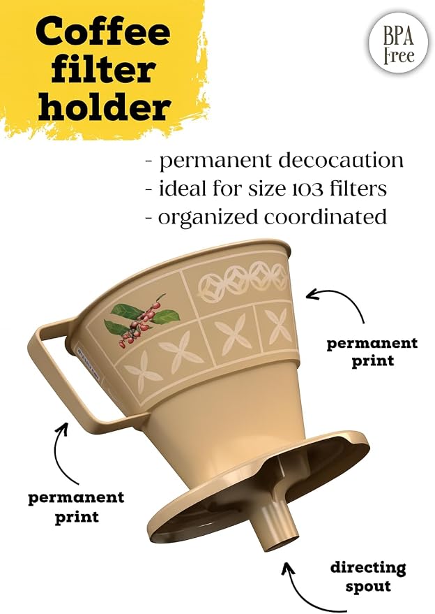Coffee Filter Holder Beige | Reusable Pour Over Dripper | BPA Free Countertop - Image 3