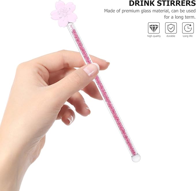 1pc Flower Design Glass Stirring Rod - Image 3
