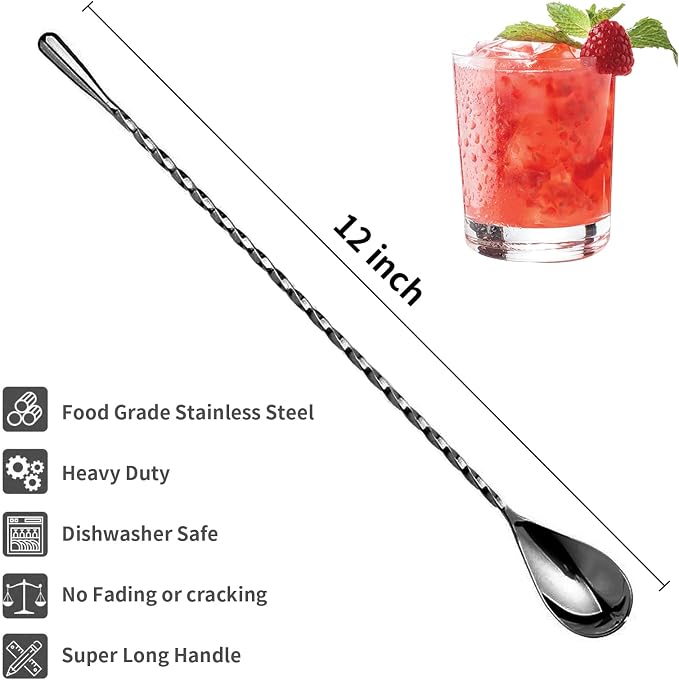 12 Inches Bar Spoon, Long Handle Mixing Stirrers - Image 2